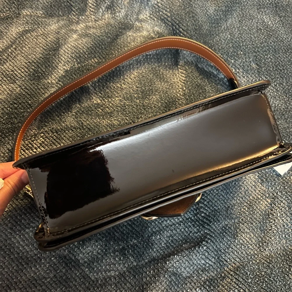 Coach NWT Morgan Shoulder Bag In Signature patent leather black 🤩 - Picture 9 of 15
